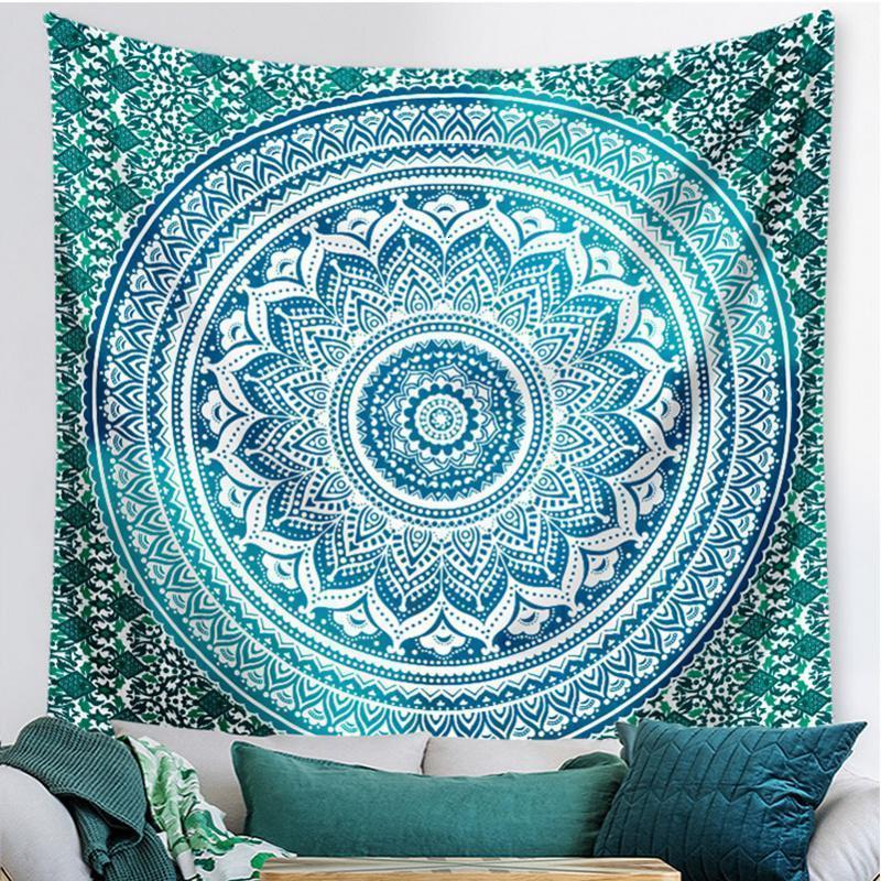 汐岩manla波西米亚正方形瑜伽墙壁装饰挂毯曼陀罗挂布床头背景布 图二150*150厘米正方形