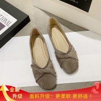 2021秋季新款百搭浅口方头平底单鞋女四季黑色职业软底上班工作鞋