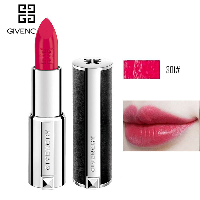 [满199减100]GIVENCHY/纪梵希小羊皮口红高级定制唇膏不掉色唇彩女士润唇膏3.4g /支301#玫粉色