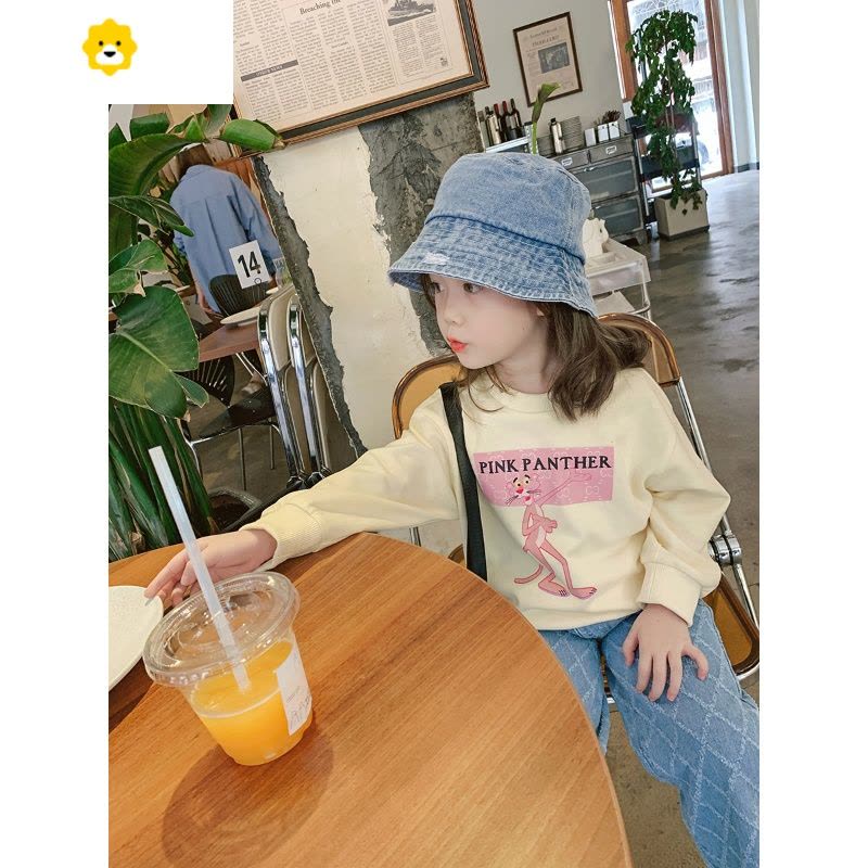 喻娄小布丁bby童装20新款女童卡通条纹卫衣宝宝洋气秋装儿童上衣潮图片