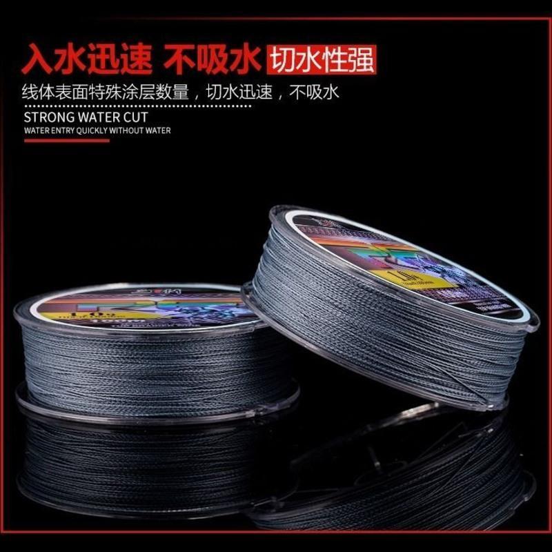大力马鱼线1000米8编主线子线pe线路亚灰色一米一色防咬编织渔线 100米四编灰色 10号(最粗)