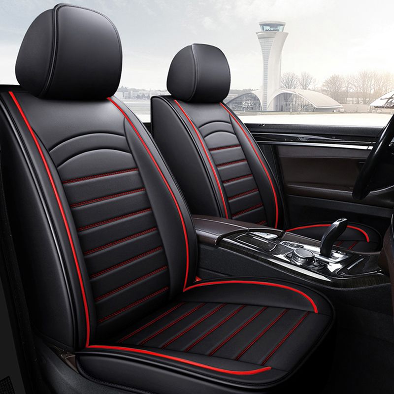 【补贴10%】2024新款汽车坐垫四季通用座套座椅套五座小车全包围全皮座垫丰田本田大众 黑红色-全皮款【前排两座】
