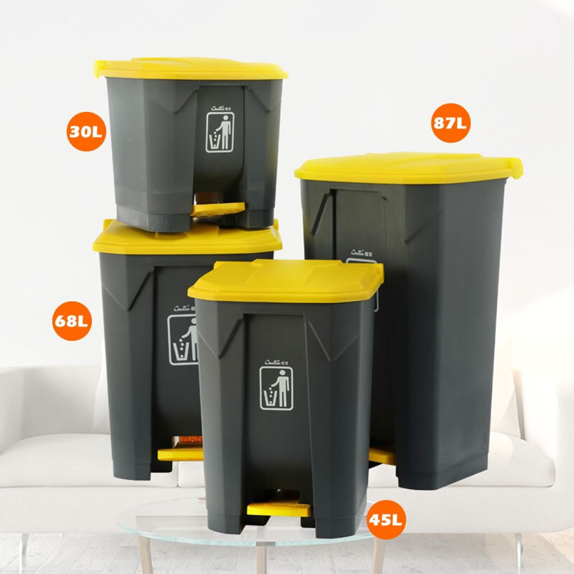 超宝 68升双色脚踏弹盖大号垃圾桶 塑料加厚弹盖桶商场物业学校工厂家用大号分类垃圾桶高清大图