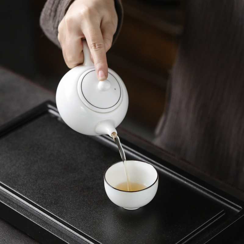 苏氏陶瓷(SUSHI CERAMICS)素净茶托盘家用简约小型干泡排水两用茶盘