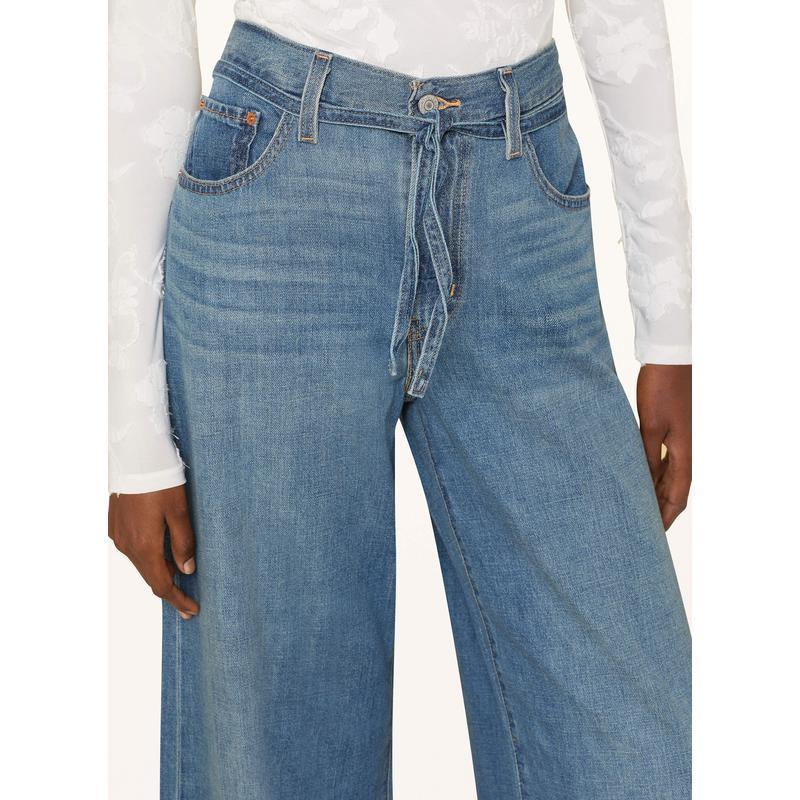 Levi’s女士高腰直筒牛仔裤ZIP飞边五口袋做旧加固