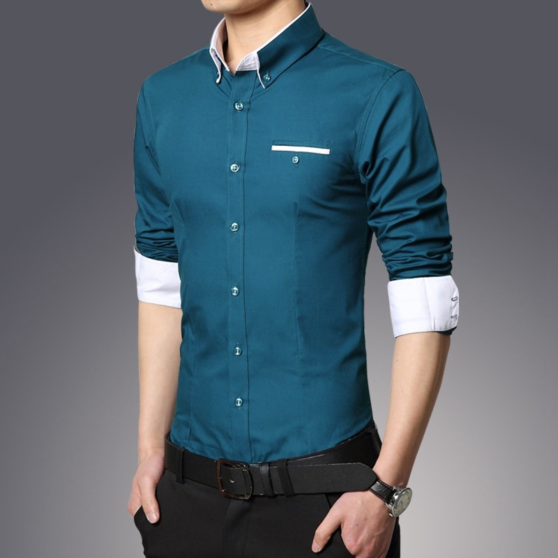 长袖衬衣衬衫男免烫修身翻领质感衬衣商务正装休闲寸衫高级感