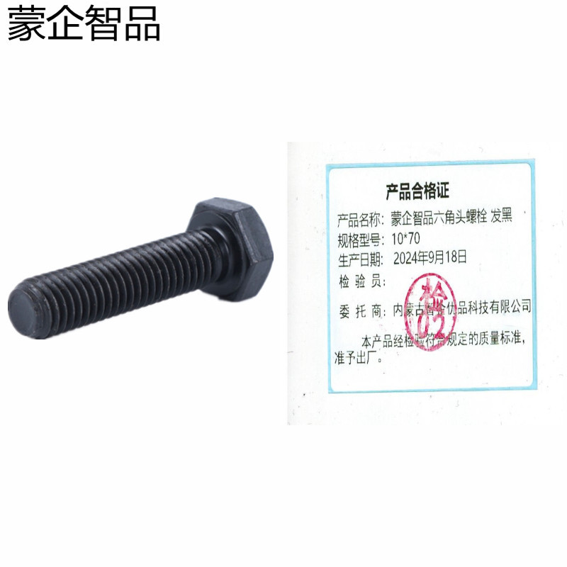 蒙企智品 六角头螺栓10×70MM 发黑 个高清大图