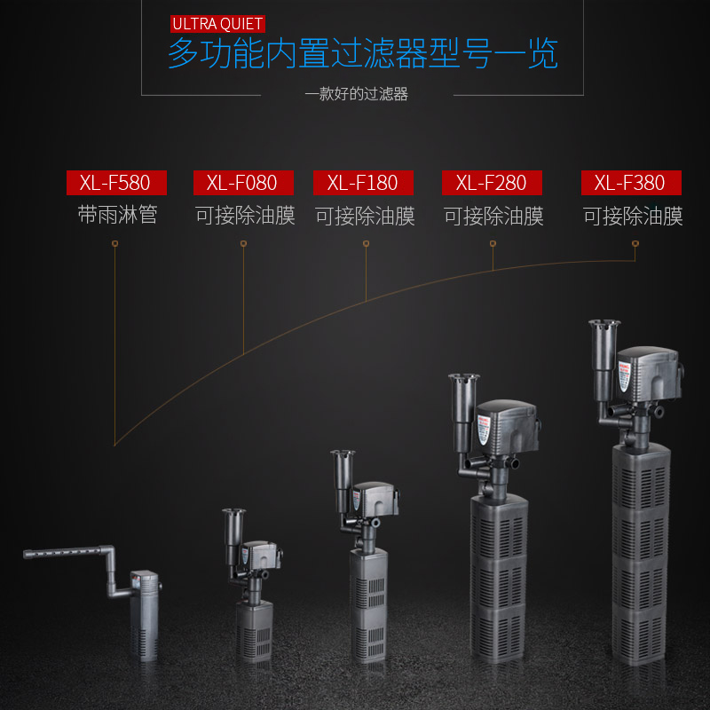 三合一内置过滤器循环泵乌龟鱼缸水族箱内置过滤潜水泵高清大图