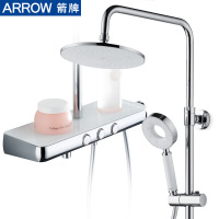 箭牌(ARROW)花洒套装 平台置物架按键花洒喷头沐浴莲蓬头玻璃平面恒温花洒 银色花洒套装