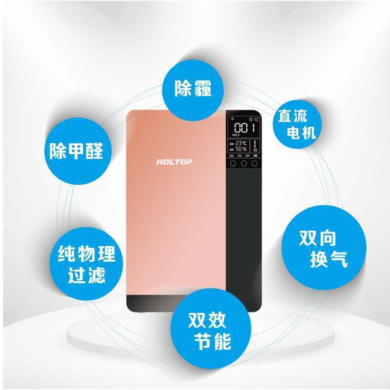 环都(HOLTOP)新风系统壁挂式新风全热交换增氧除甲醛除雾霾除PM2.5新风换气ERVQ-B150-1A1(金)舒适
