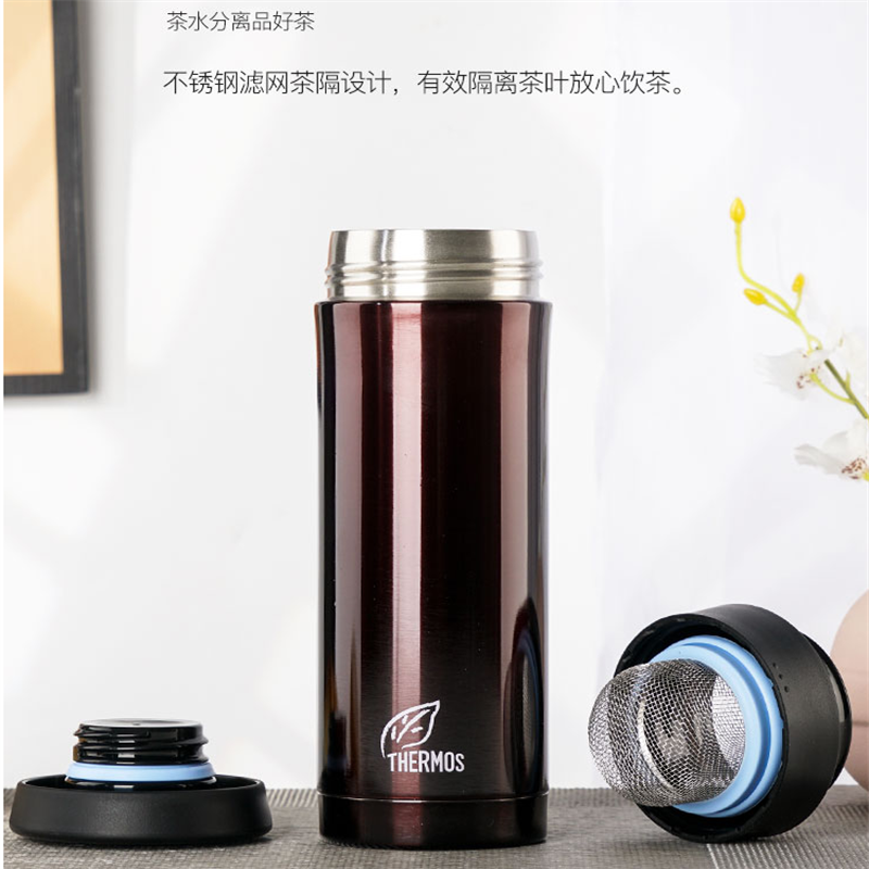 膳魔师保温杯470ml高真空不锈钢办公家用桌面带茶漏水杯CMK-501 CBW 咖色 单个价高清大图