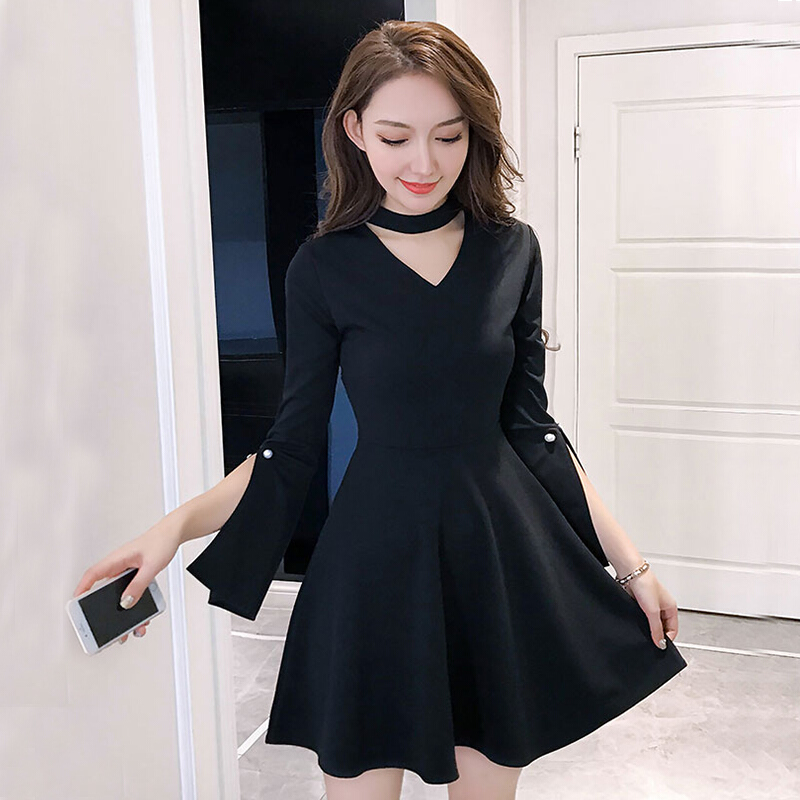 少女心裙子港味连衣裙秋气质2018新款性感洋装小礼服显瘦夜场女装