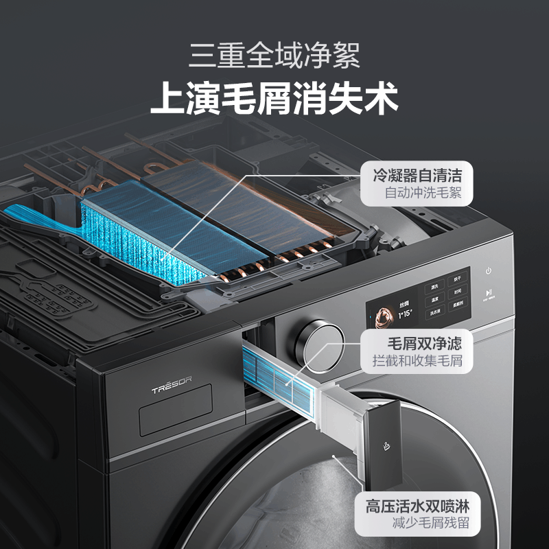 海信(Hisense)璀璨棉花糖三筒E8Q 全家筒 4合1热泵洗烘活水健康自由组合0手洗 以旧换新国家补贴图片