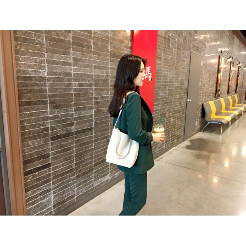 2018韩国韩版休闲显瘦小西装外套哈伦九分裤套装两件套女潮