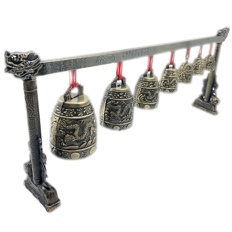 铭文版单排圆钟 采耳仪式悦耳编钟圆钟单双层仿古辅助乐器摆件民族风