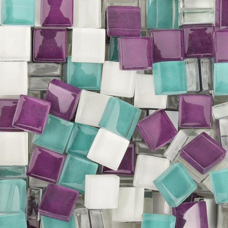 绿紫混450克 马赛克彩色水晶玻璃创意手工diy儿童幼儿园制作材料450散