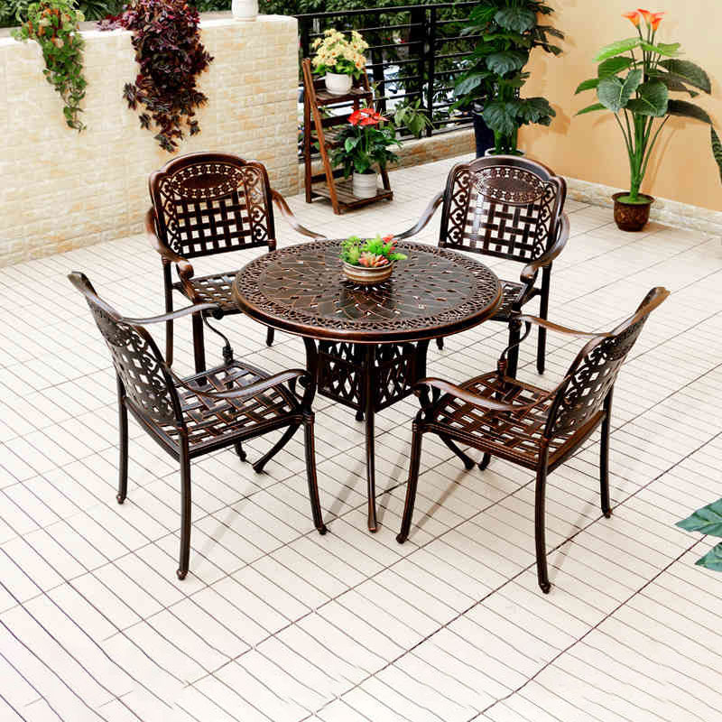 质凡户外铸铝桌椅防水阳台组合套装高清大图