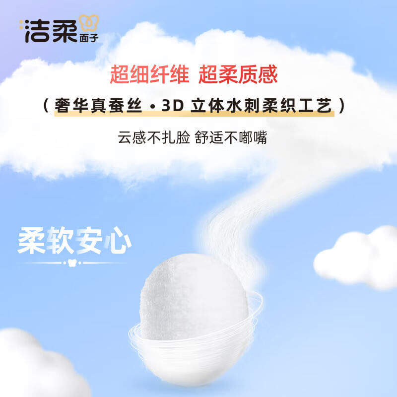 洁柔超极柔洗脸巾80抽大规格含桑蚕丝超级柔奈美兔UR002-01T高清大图
