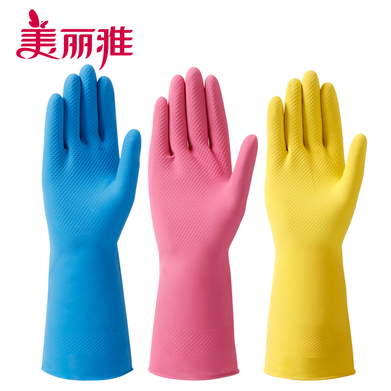 美丽雅 家务手套洗碗洗锅洗衣服防滑防水韧性厚实加厚型手套小高清大图