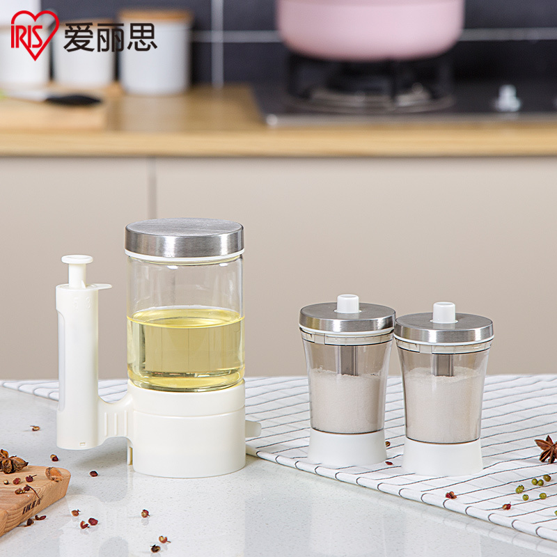 爱丽思(IRIS)厨房环保定量油罐调料瓶/罐 收纳套装 调料盒定量油瓶 象牙白