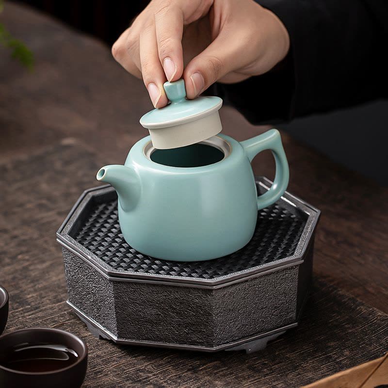 苏氏陶瓷(SUSHI CERAMICS)汝窑井栏泡茶壶开片可养金线汝瓷茶壶礼盒装180ml图片