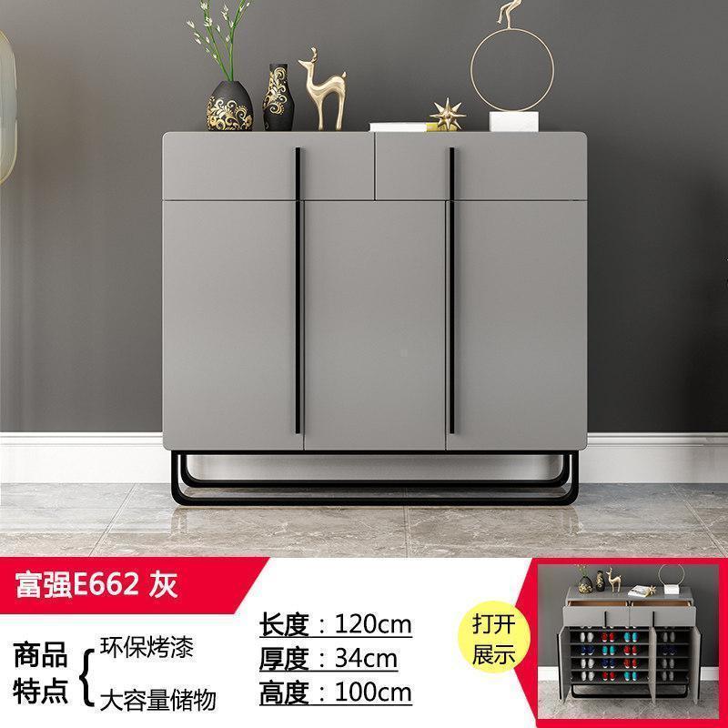 森美人风鞋柜简约现代大容量收纳储物柜轻奢鞋柜家用口玄关柜 富强E662灰组装