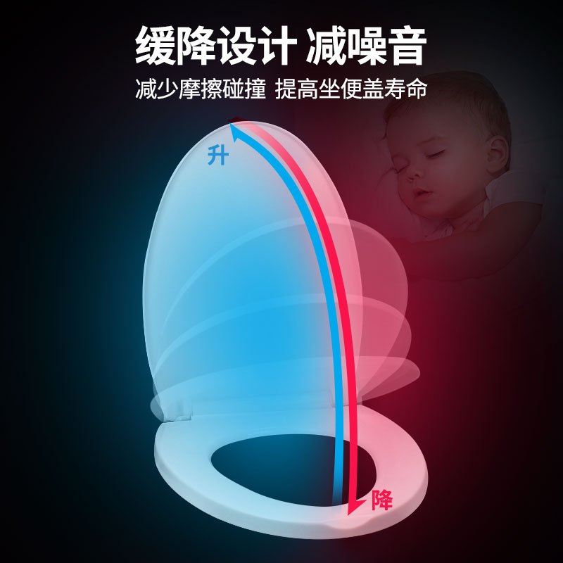 亲卫缓降马桶盖通用坐便器盖子V型家用加厚U型盖板厕所马桶圈老式座圈配件