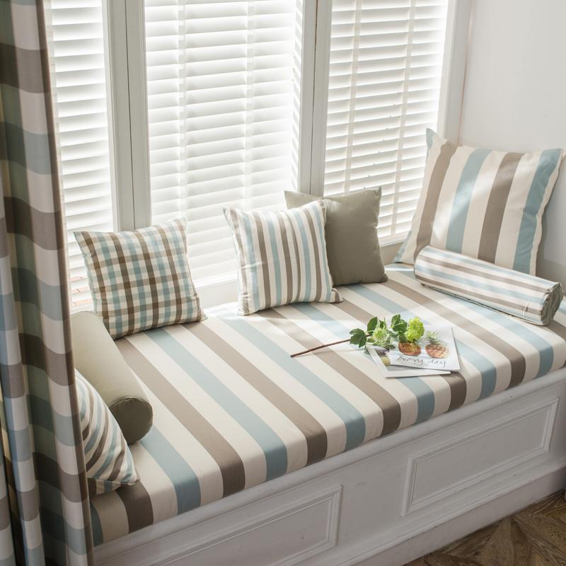 BONJEAN北欧高密度海绵飘窗垫窗台垫定做沙发垫条纹阳台榻榻米垫卡座 格条710cm飘窗垫