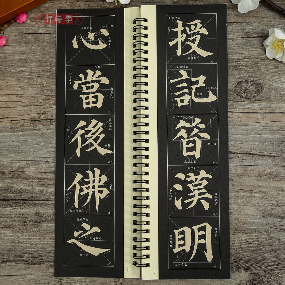 [正版]学海轩共3本颜真卿多宝塔碑上中下入门放大版近距离临摹字卡米字格简体角注扫码看视频教学成人初学者颜体楷书毛笔临摹高清大图