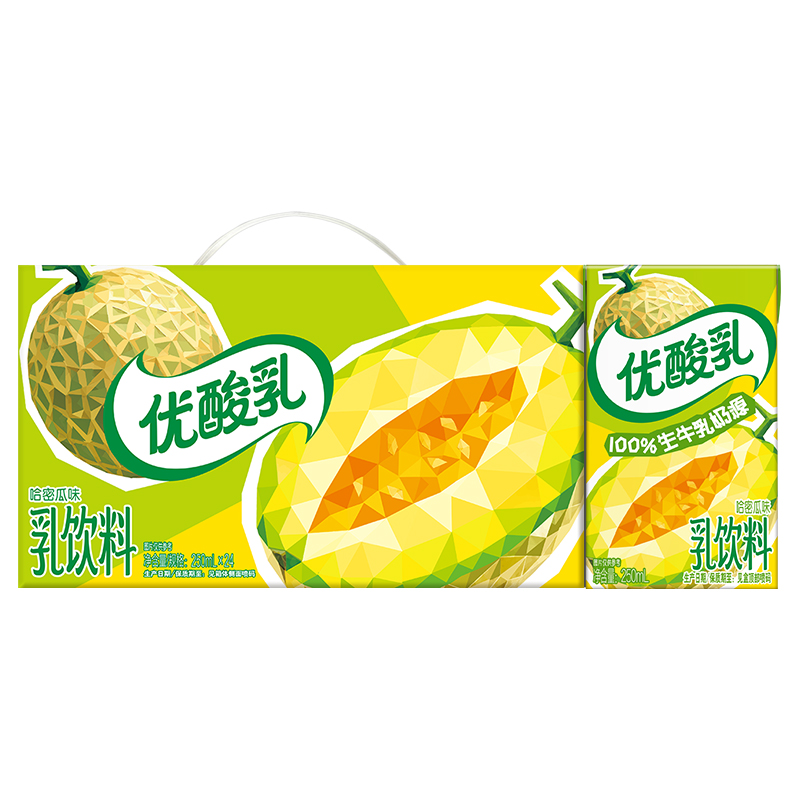【7月生产】伊利优酸乳哈密瓜味250ml*24盒*1箱 营养学生健康