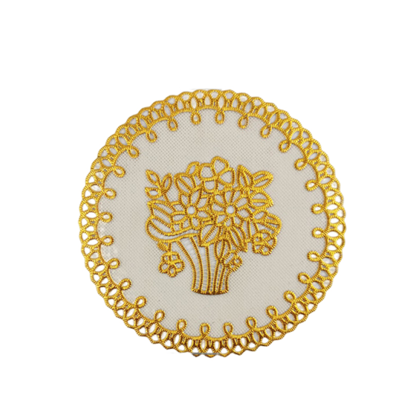 亮电 会议室茶杯垫烟灰缸垫PVC欧式烫金杯垫 10厘米花篮 10个装(计价单位:件)金色