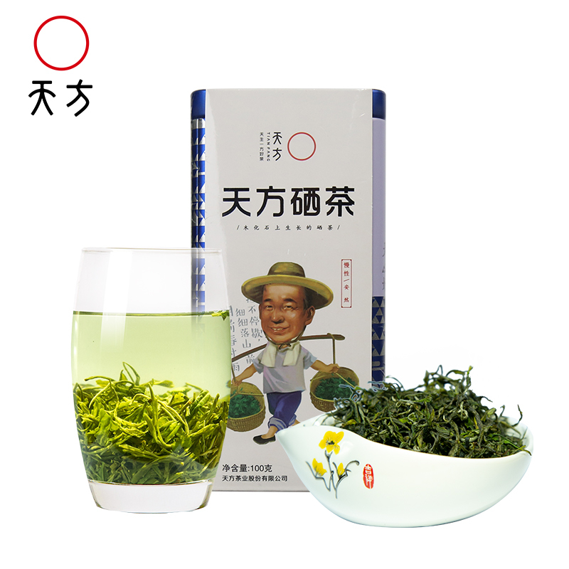 新茶春茶安徽天方100g天方硒茶绿茶 明前特级 绿茶头采嫩芽 高山茶叶石台硒茶
