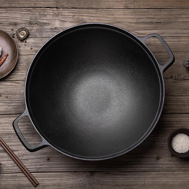 [新品]炊大皇(COOKERKING)炒锅 铁器世家二号双耳炒锅 精铸铁锅无涂层铁锅 C36ATQ2 30cm单柄铸铁锅高清大图
