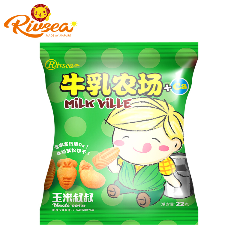 RIVSEA 禾泱泱MilkVille 牛乳农场 玉米叔叔饼干22克 儿童零食
