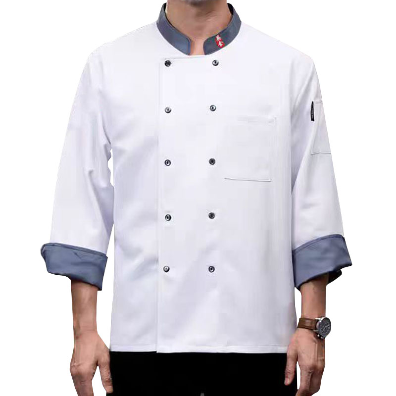 炯毅 厨师服工作服夏季薄款餐饮饭店酒店后厨上衣 厨师服 长袖 件高清大图