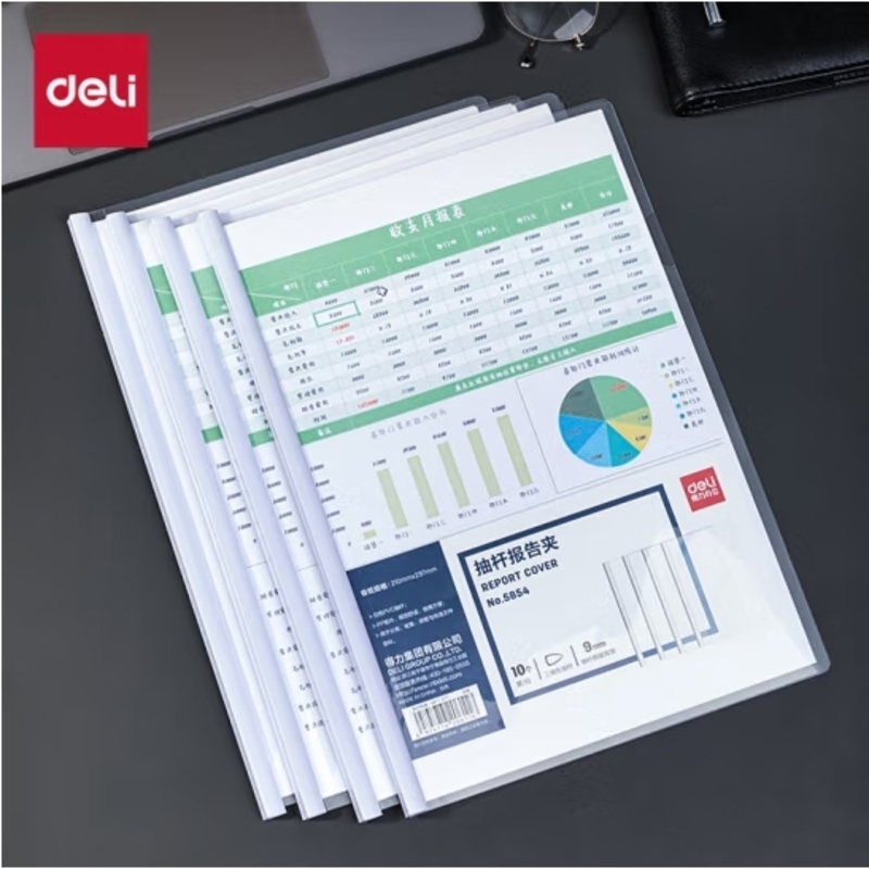 得力(deli)10只A4透明抽杆文件夹拉杆夹 资料夹 学生考试简历报告夹商务会议资料产检报告收纳 5854白色