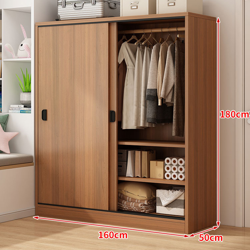 推拉门衣柜家用卧室出租房用简易组装实木儿童小柜子结实耐用衣橱1998