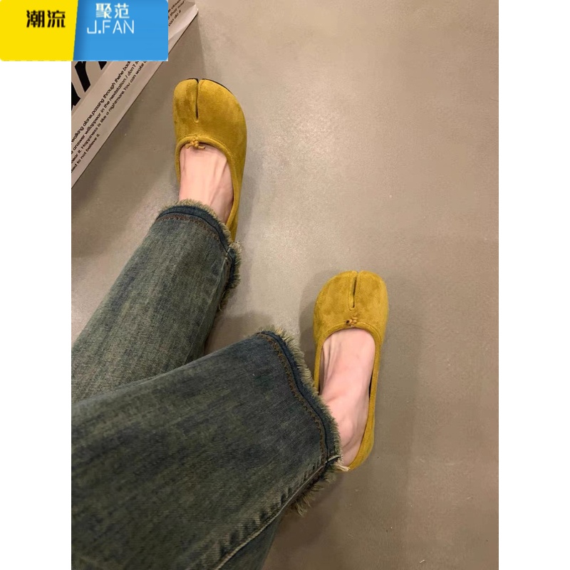 聚范平底鞋子女2024年新款法式晚风分趾鞋蹄浅口单鞋猪蹄瓢鞋高清大图