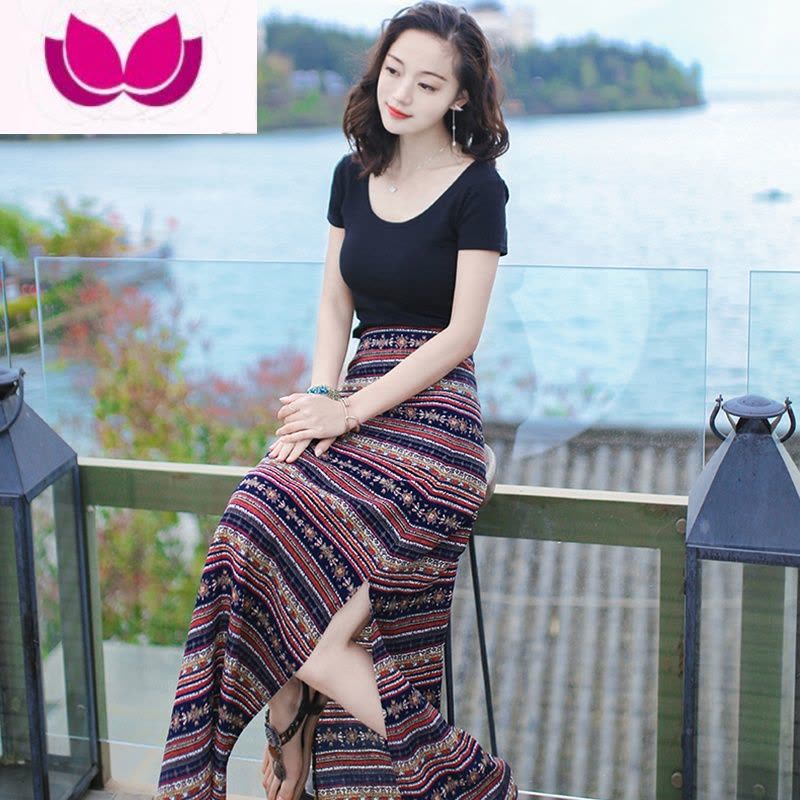 七斓云南傣族女装长裙显高显瘦套连衣裙包臀裙海边旅游沙滩裙套装图片