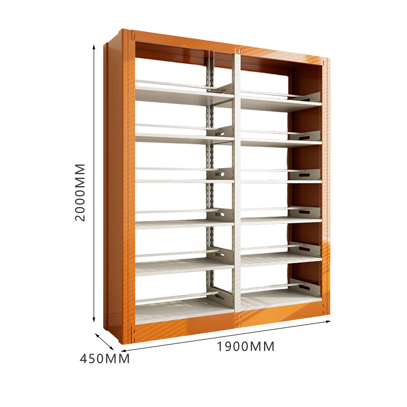 臻远ZY4072632 钢制书架黄色资料架 双面6层一列二组 1900*450*2000mm高清大图