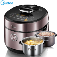 美的(Midea)电压力锅MY-HT5077P保温功能IH电磁加热可中途加菜 5L双胆电脑触控式5-8人不锈钢内胆