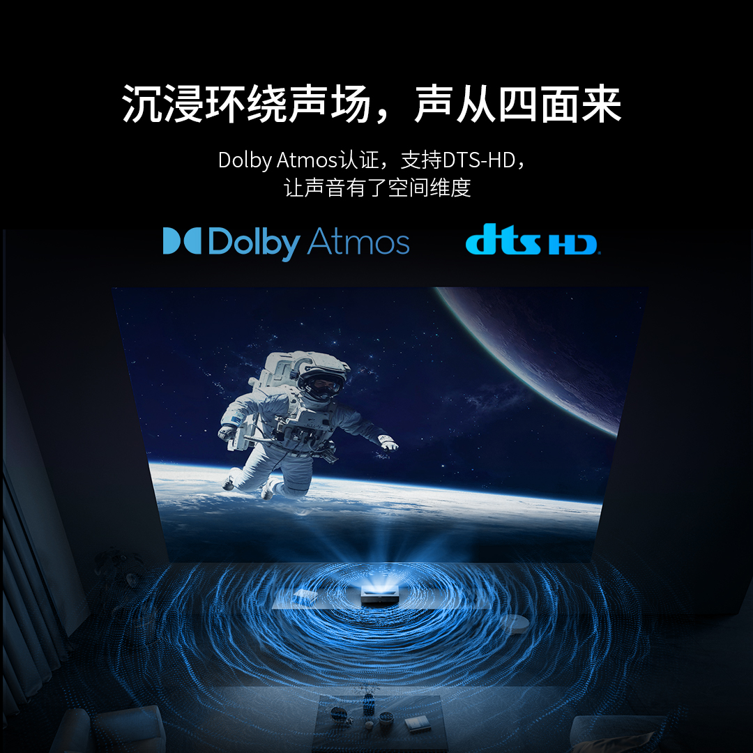 峰米三色激光电视T2 家用投影机 家庭影院投影仪办公(全色激光技术 4K超高清 480nit 高亮度 )高清大图