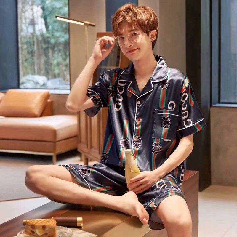 男士睡衣短袖薄款仿冰丝春夏季薄款夏天卡通可爱学生家居服套装莎丞