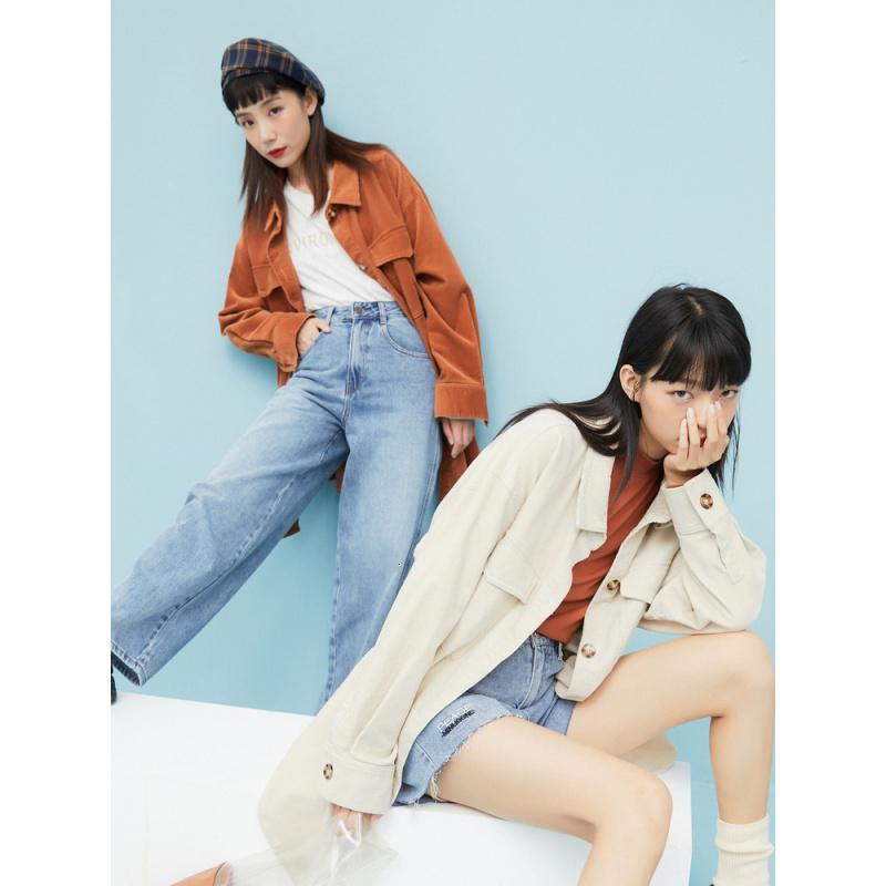 美特斯邦威灯芯绒夹克女新款秋季含腰带复古大衣女士长外套