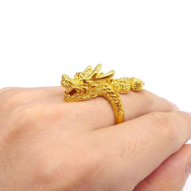 男士霸气龙头仿黄金戒指朋克风欧币金男士手饰越南沙金hsmy2122送女