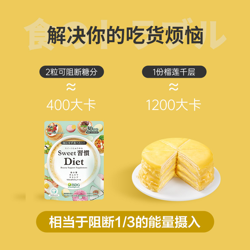 [甜食克星]iSDG 抗糖丸甜蜜习惯Diet 60片/袋*4 #抗糖焕肤内服美白阻糖