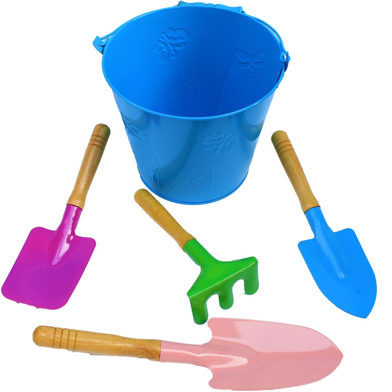 沙滩玩具儿童铲子和桶套装加厚铁桶小铲子海边户外园艺挖沙子工具