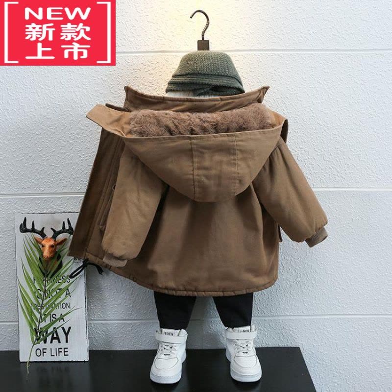 可莉允男童冬装棉服2022新款洋气宝宝加厚衣服潮儿童冬季加绒派克服外套图片