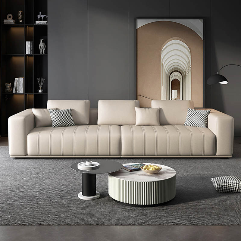 百冠环球 沙发 意式轻奢真皮沙发组合大小户型乳胶免洗沙发现代简约