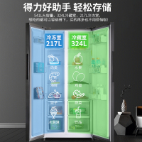上菱541升对开门大冰箱抗菌净味电脑控温风冷无霜一级能效双变频节能家用双开门电冰箱BSE541PWL(丝蕴灰)